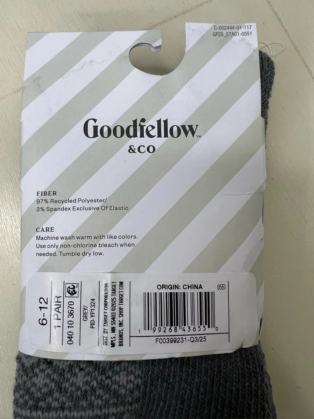 Brand New Goodfellow & Co Crew Men’s Grey Socks